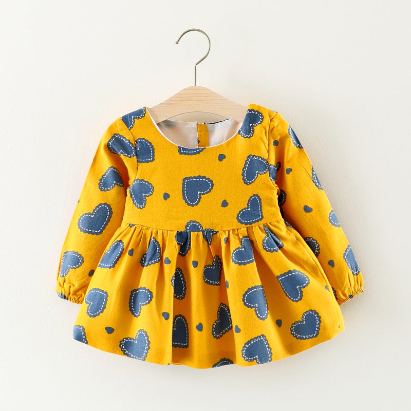 Children's wear on behalf of autumn, foreign trade girls, cotton long sleeved dress, infant cartoon princess skirt