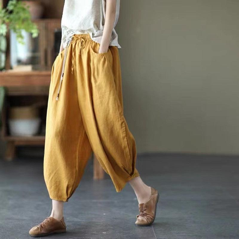 Cotton Harem Pants Linen Loose Bloomers - Nioor