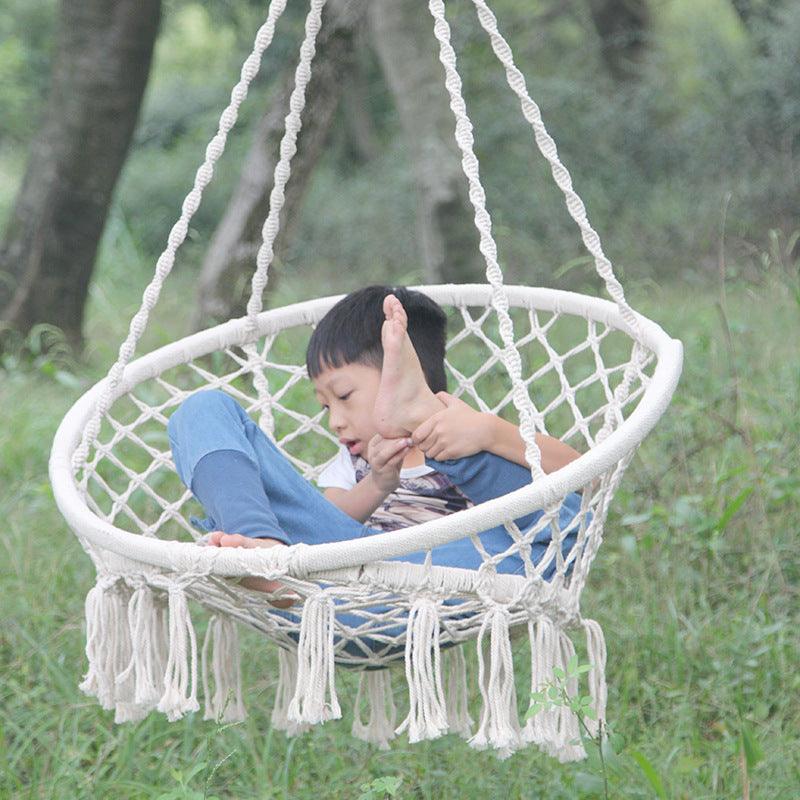 Nordic Style Round Hammock Outdoor Indoor Dormitory Bedroom Hanging Chair For Child Adult Swinging Single Safety Hammock - Nioor