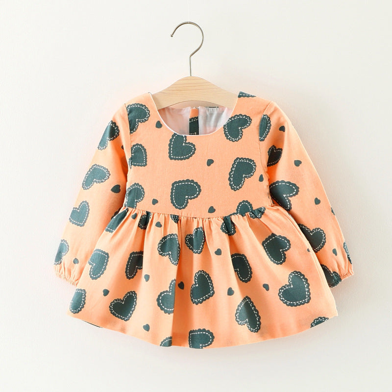 Children's wear on behalf of autumn, foreign trade girls, cotton long sleeved dress, infant cartoon princess skirt