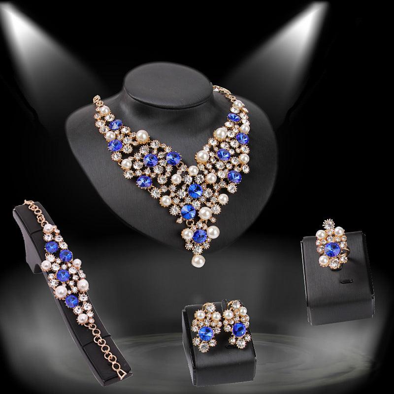 Four-piece Bridal Clothing Accessories Necklace Earrings - Nioor