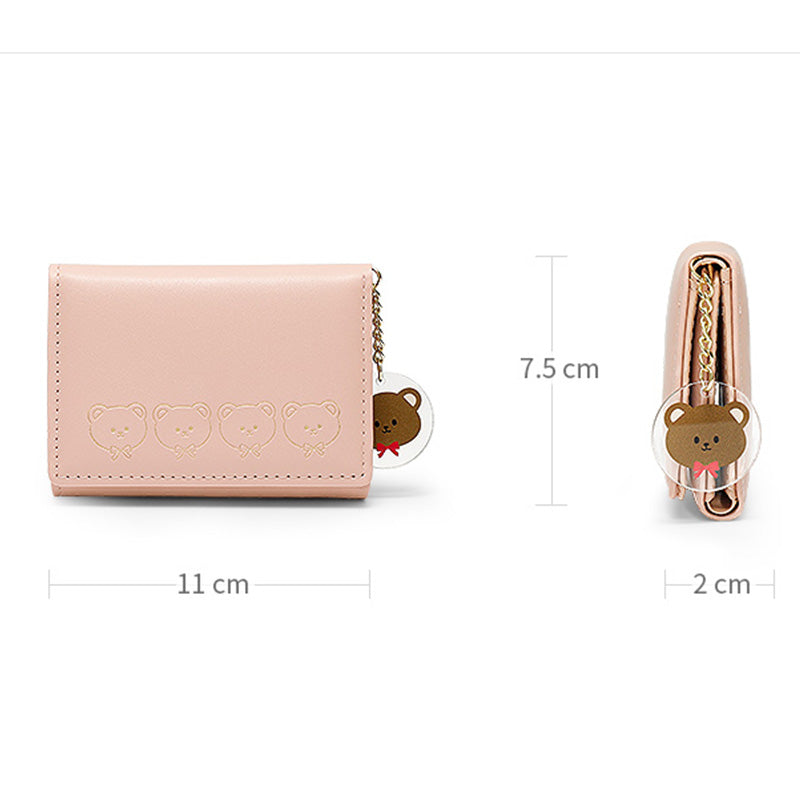 Small Three Fold Purse Short Women's Folding Small Purse Card Bag