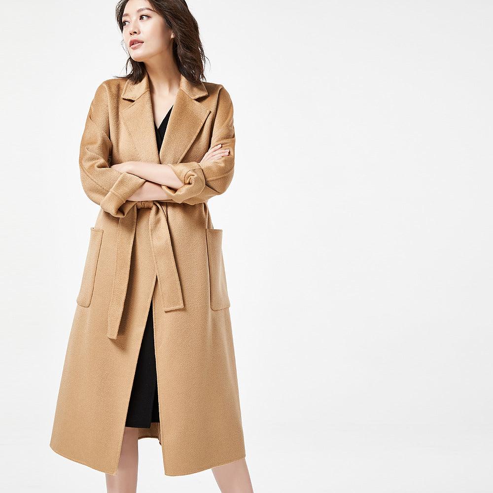 Women's Fashionable Elegant Handmade Double-faced Woolen Goods Water Ripple Woolen Coat - Nioor