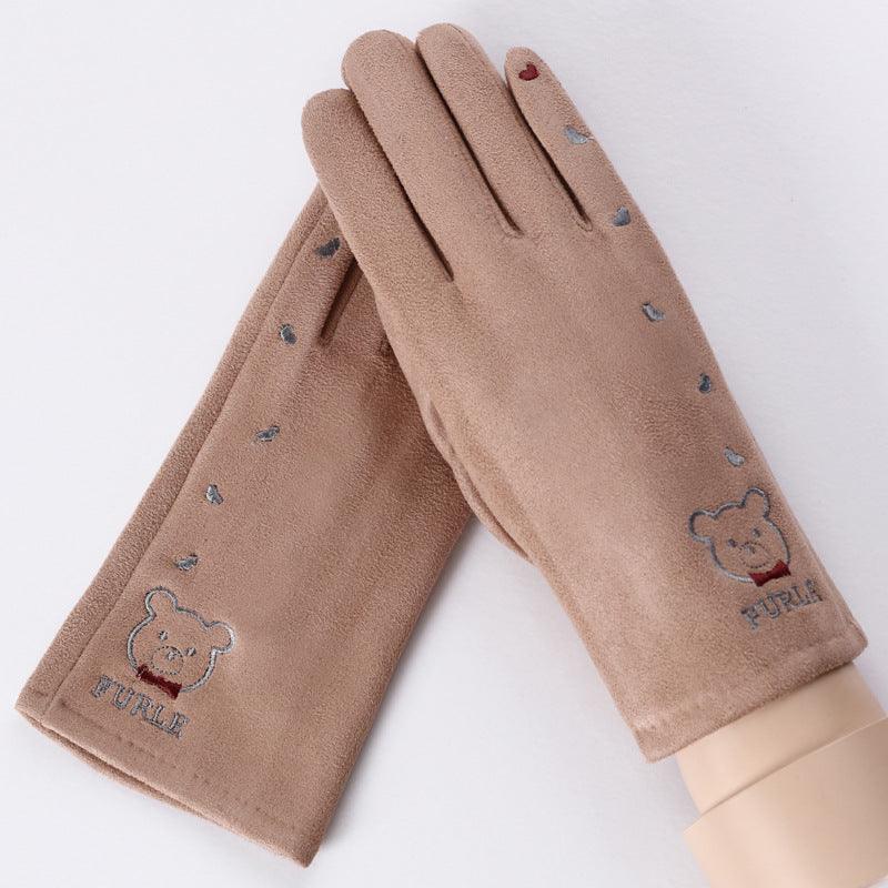 Thermal Gloves N915 Women's Winter Suede Double-layer Velvet Thickened - Nioor