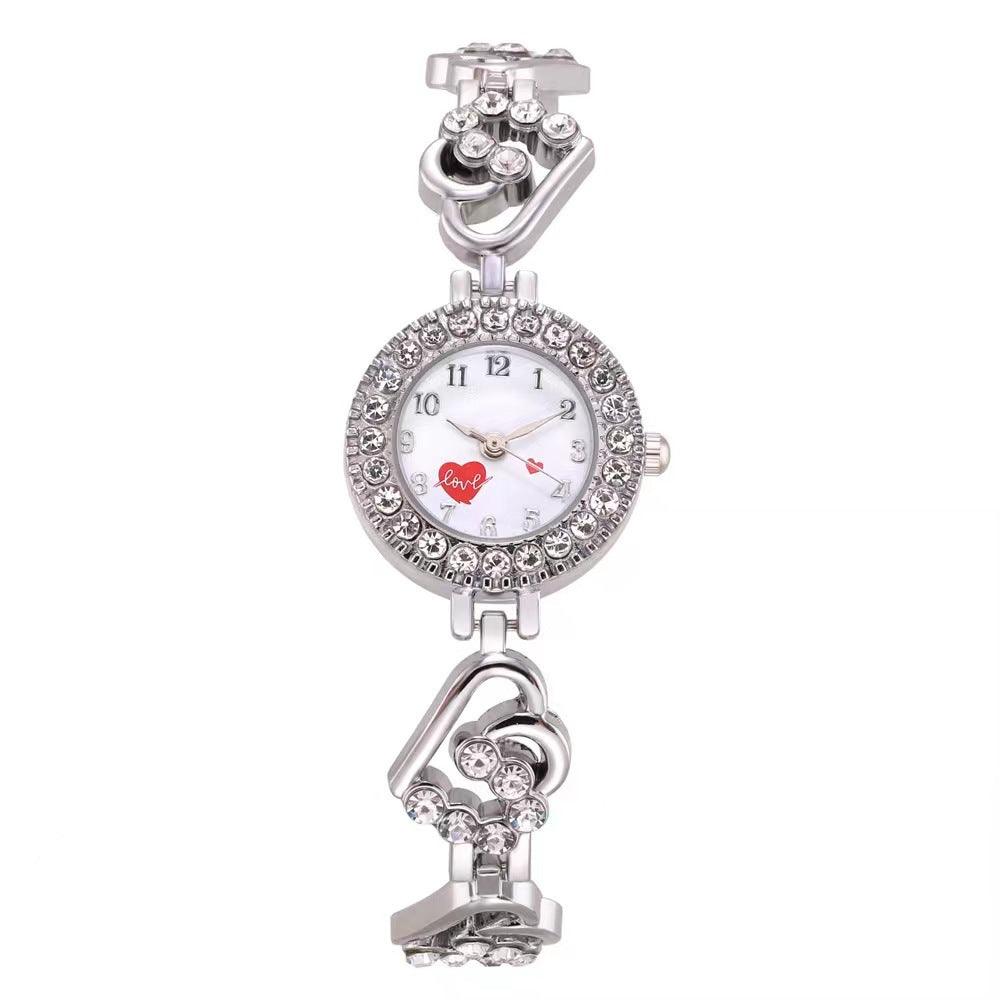 Heart Shape Diamond Small Dial Bracelet Watch Ladies - Nioor