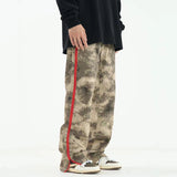 Camouflage High Waist Loose Straight Retro Workwear Casual Pants