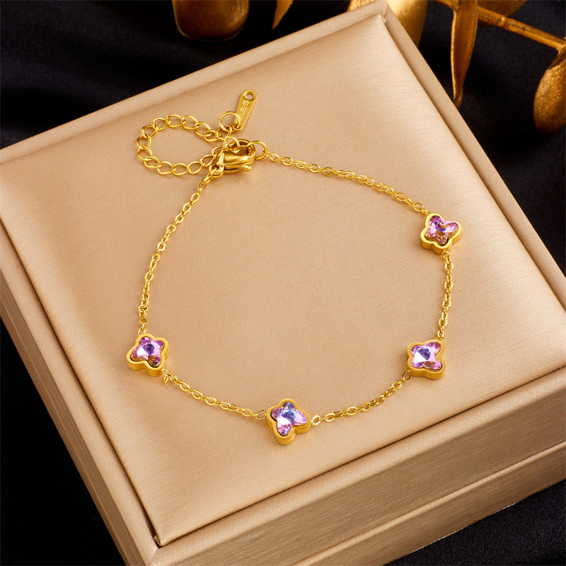 Affordable Luxury Fashion Elegant High-grade Colorful Geometric Glass Bracelet