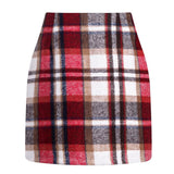 High-waisted Plaid Skirt Tight Pencil Wool Mini Skirt - Nioor