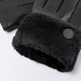 Fleece-lined Thickened Real Leather Gloves - Nioor