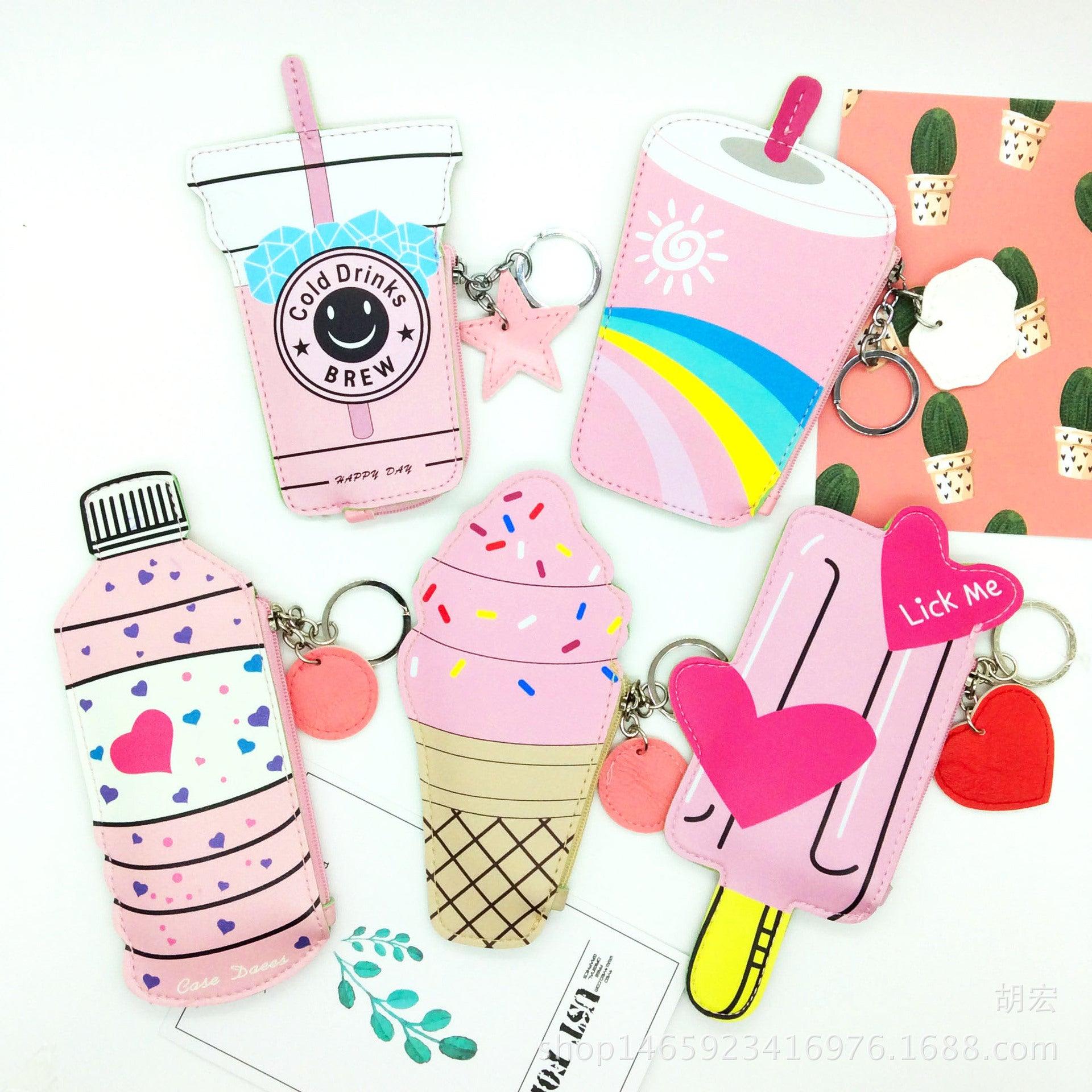 Korea cute popsicle ice cream Mini Purse beverage creative children change bag hand bag - Nioor