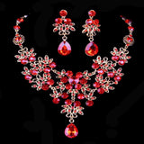 Butterfly Big Water Drop Necklace Earring Set Wedding - Nioor