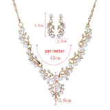 Aliexpress explosion of European and American fashion chain set sweet temperament all-match pearl diamond earrings necklace bride suit - Nioor