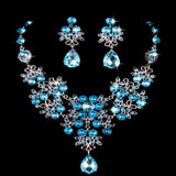 Butterfly Big Water Drop Necklace Earring Set Wedding - Nioor