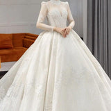 Long Sleeve French Vintage Light Wedding Dress Bride - Nioor