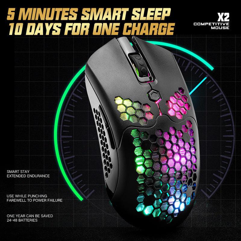 Free Wolf X2 wireless mouse RGB dual-mode game mouse - Nioor