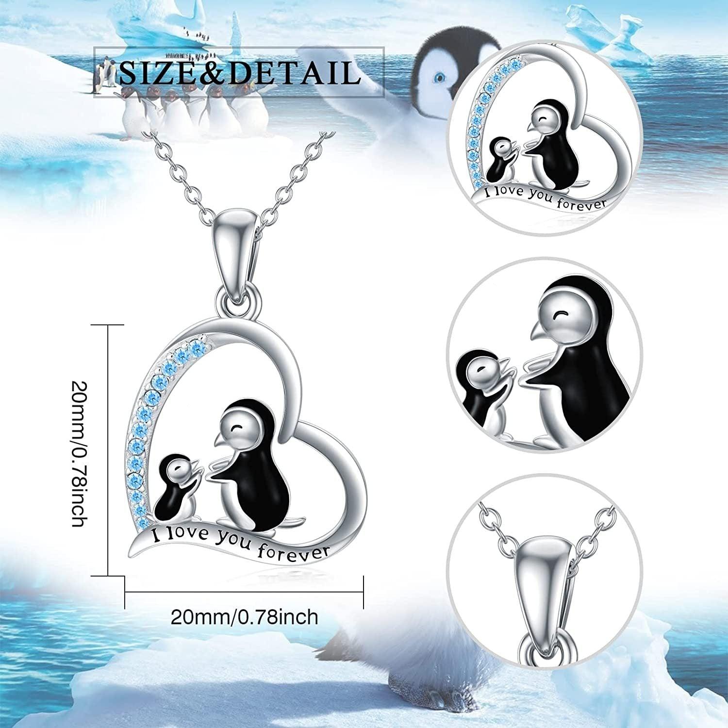 Penguin Necklace Sterling Silver Penguin Jewelry Gifts for Women Daughter Mother - Nioor