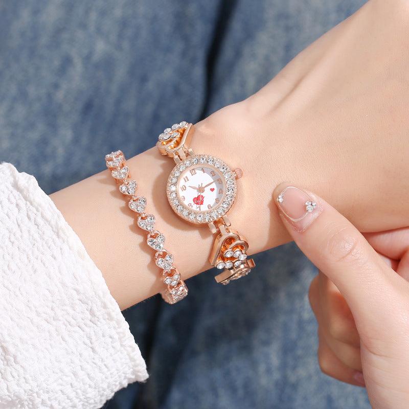 Heart Shape Diamond Small Dial Bracelet Watch Ladies - Nioor