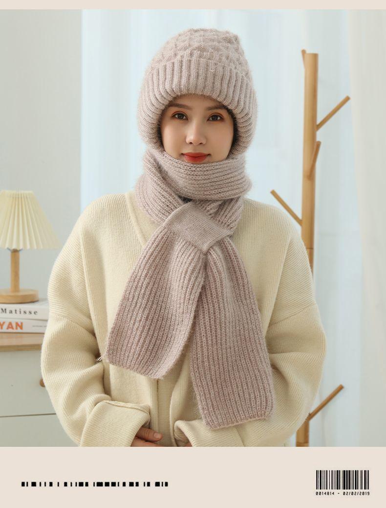 Women's Fleece-lined Autumn And Winter Scarf Hat Integrated - Nioor