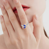 925 Sterling Silver Butterfly Ring with Sapphire Blue Crystal - Nioor