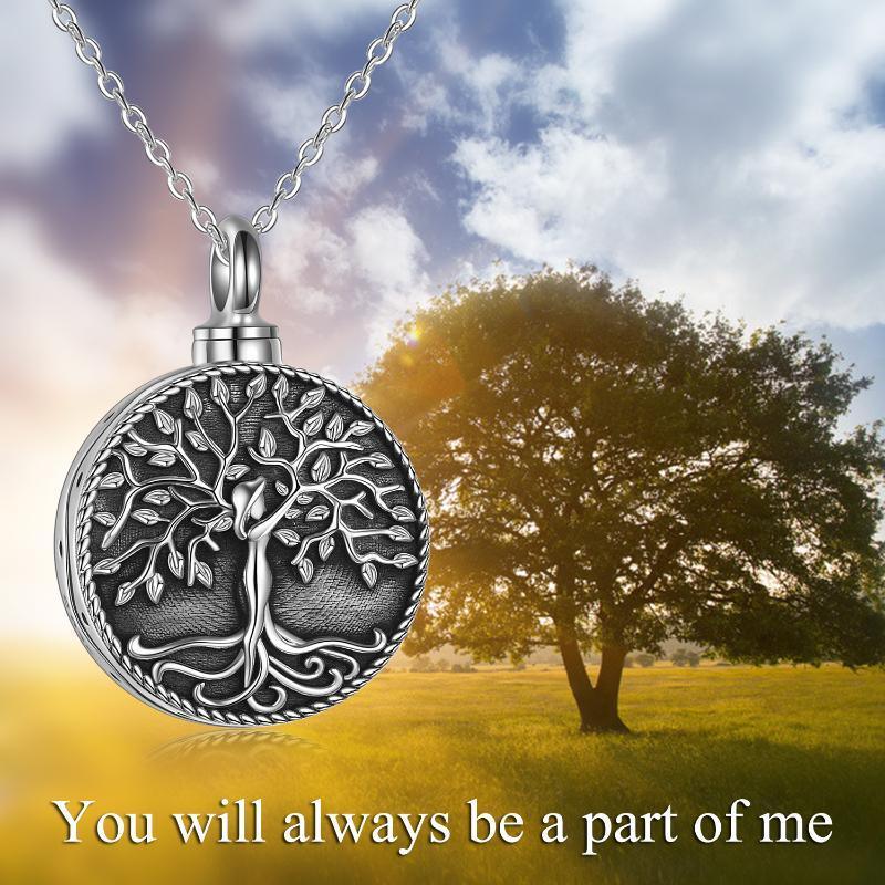 Tree of Life Urn Cremation Jewelry Necklace for Ashes in Sterling Silver Retro - Nioor