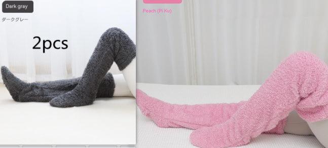 Over Knee High Fuzzy Long Socks Winter Warm Cold Leg Knee Joint Cold-proof Stockings Home Floor Sleeping Socks - Nioor