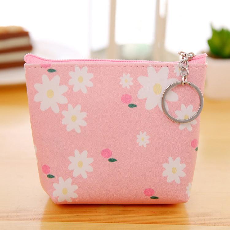 PU Leather Hand Holding Floral Coin Purse - Nioor