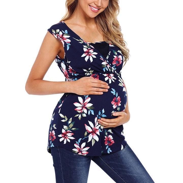 Pregnant Women Floral Printed Vest Maternity - Nioor