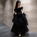 Black Evening Dress Light Luxury Minority French Style Pettiskirt - Nioor