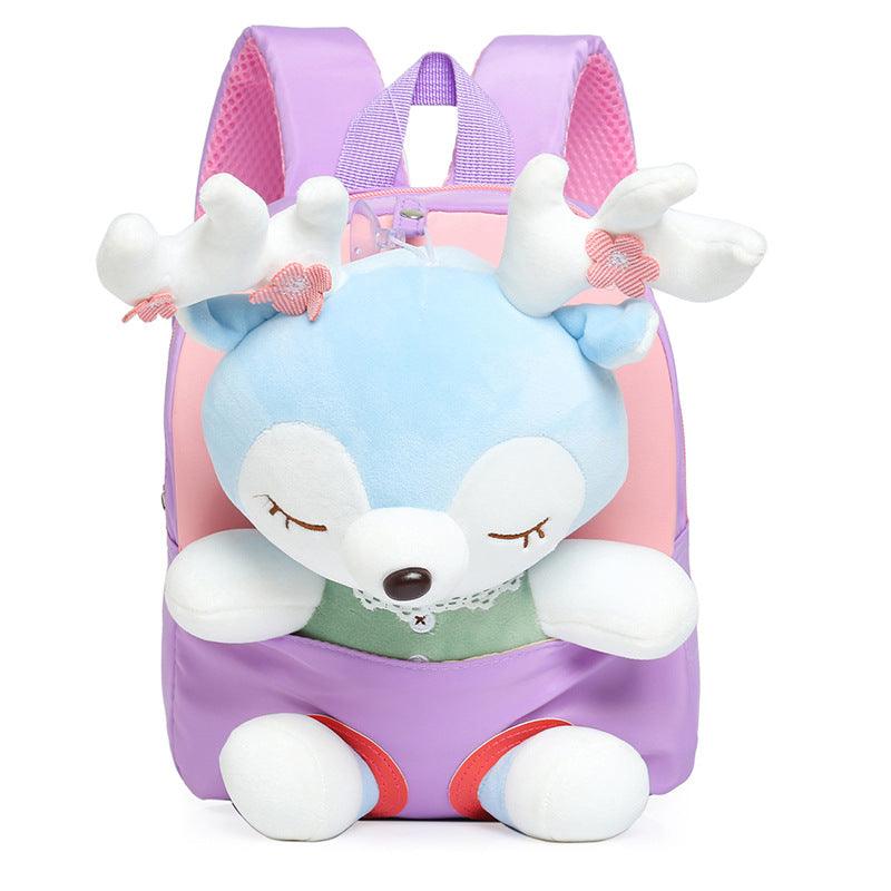 Cartoon Plush Split Elk Cute Children's Small Backpack - Nioor