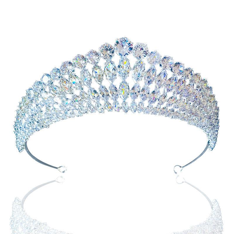 Full Diamond Super Flash Zircon Crown Headdress Queen Headband - Nioor