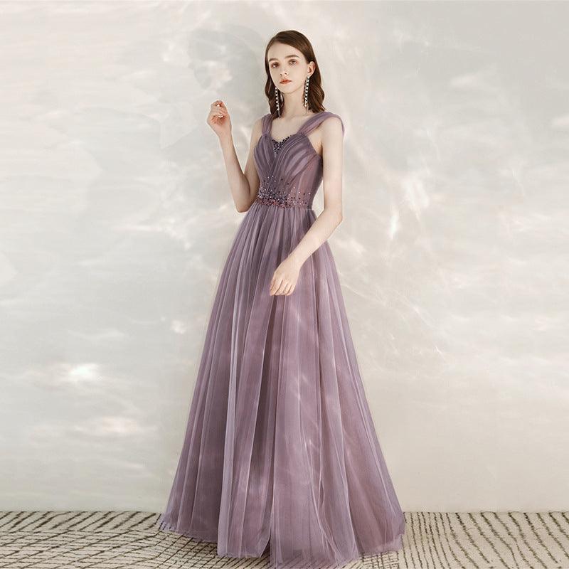 Purple Host Star Sky Toast Dress Shoulder To Shoulder - Nioor