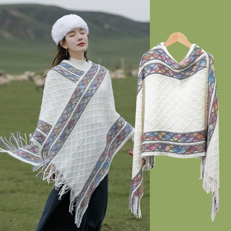 Autumn And Winter New Ethnic Style Shawl Travel Tassel Cloak - Nioor