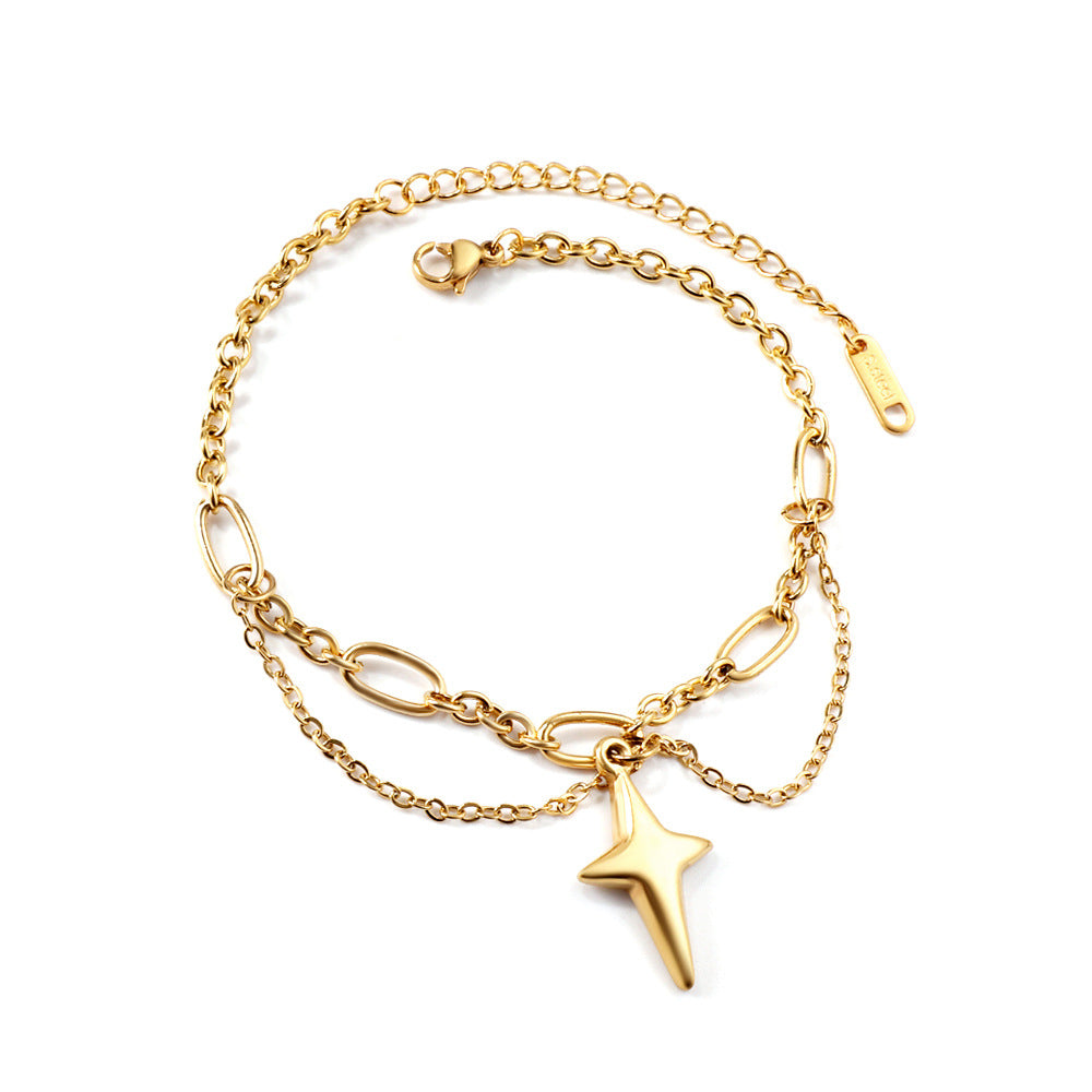 Gold Lucky Star Love Stainless Steel Bracelet