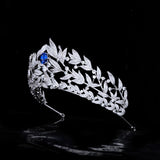 Sapphire Crown Copper Micro Inlay AAA Zircon Crown Wedding Headdress - Nioor