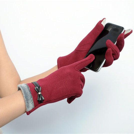 Women's Fashion Leisure Warm Bow Gloves - Nioor