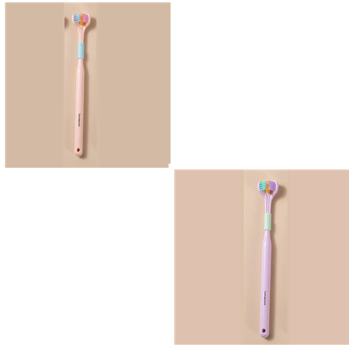 Three-sided Macaron Soft Bristle Toothbrush Care Safety Toothbrush Teeth Deep Cleaning Portable Travel - Nioor