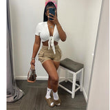 European And American Ins Style Fashion Street Shooting Straight High Waist Slimming Solid Color Workwear Shorts - Nioor