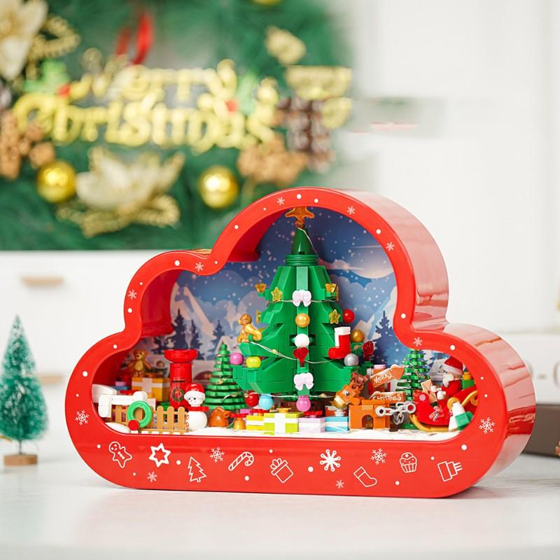 Christma New Style Assembled Building Block Toys Cloud Night Lamp Decorative Mirrors Frame LED Table Lights Creative Desk Bedroom Handmade Birthday Gifts - Nioor