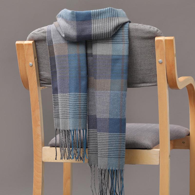 British Plaid Imitation Cashmere Tassels Couple Parent-child Men's Scarf - Nioor