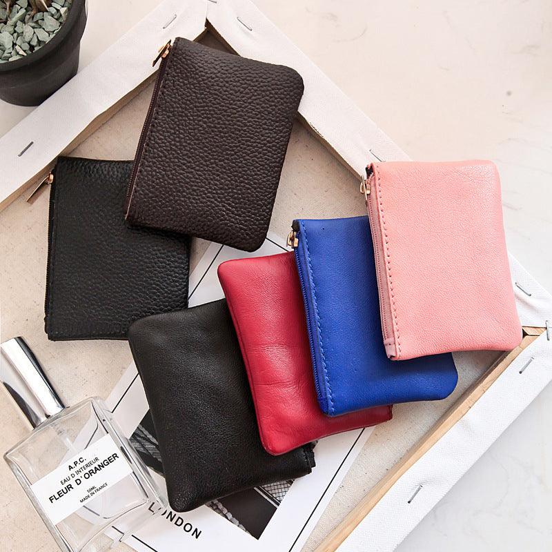 new small sheepskin leather purse wallet bank card set mini small coin pouch to fight a lot of supply - Nioor