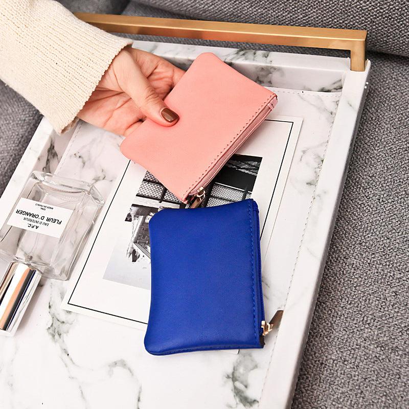 new small sheepskin leather purse wallet bank card set mini small coin pouch to fight a lot of supply - Nioor