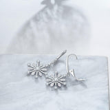 Sterling Silver Zirconia Snowflake Leverback Dangle Drop Earrings Jewelry - Nioor