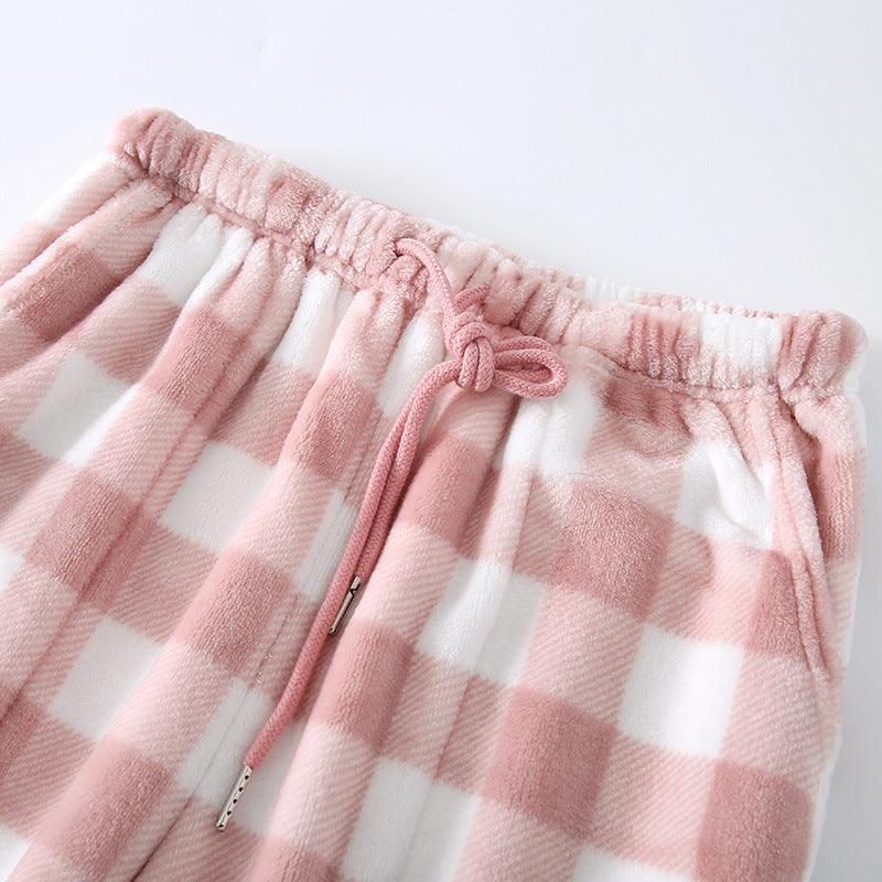 Couple Flannel Pajama Pants Plaid Women Autumn And Winter Plus Size Thickened - Nioor