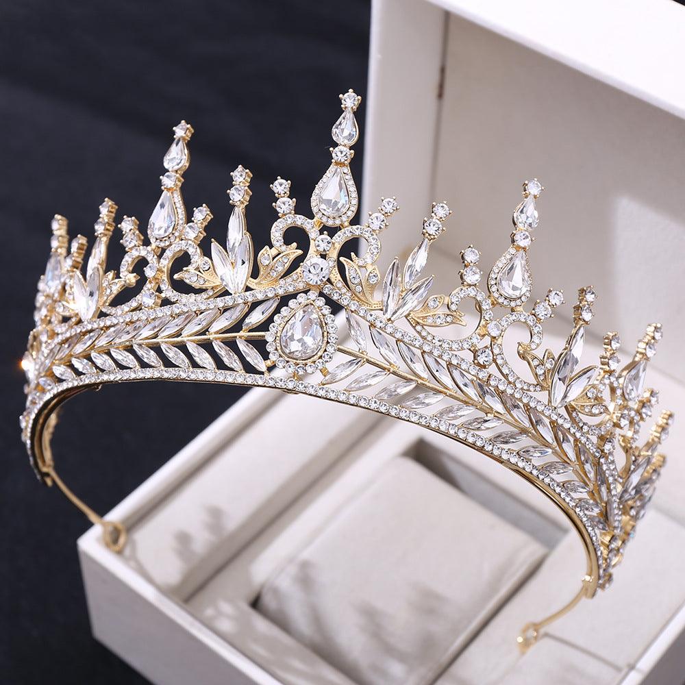 Wedding Headwear Hair Hoop Set Crystal Baroque Large Crown - Nioor