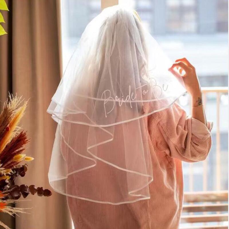 Bachelor Party Bridal Comb Double Layer Veil - Nioor