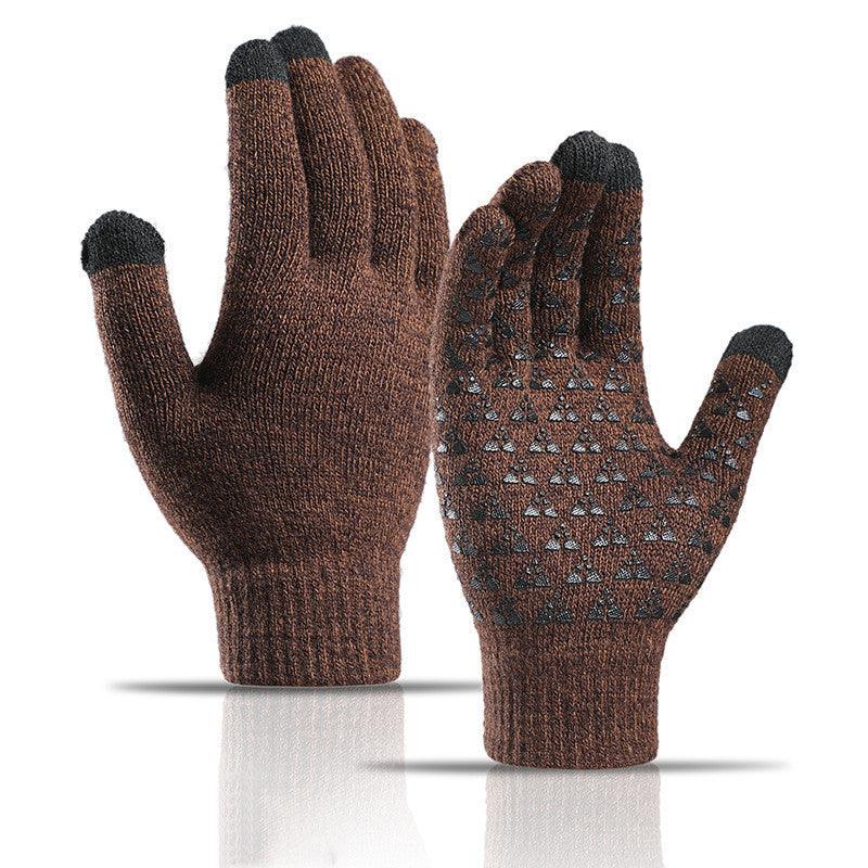 Winter Knitted Gloves For Men And Women Warm Cycling Anti-Cold Anti-Slip Triangular Offset Warm Gloves - Nioor