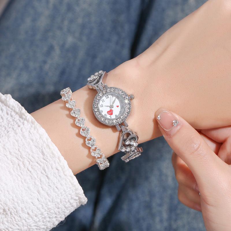 Heart Shape Diamond Small Dial Bracelet Watch Ladies - Nioor