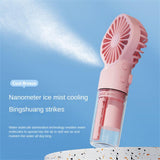 Strong Power Spray Humidification Small Fan Humidification Usb Charging Portable Fan Icy And Refreshing Fan Water Supplement - Nioor