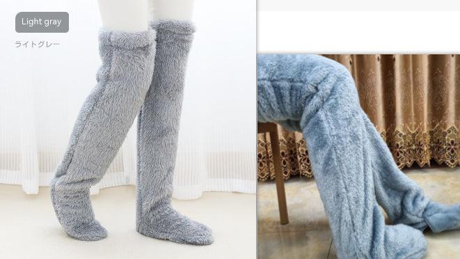 Over Knee High Fuzzy Long Socks Winter Warm Cold Leg Knee Joint Cold-proof Stockings Home Floor Sleeping Socks - Nioor