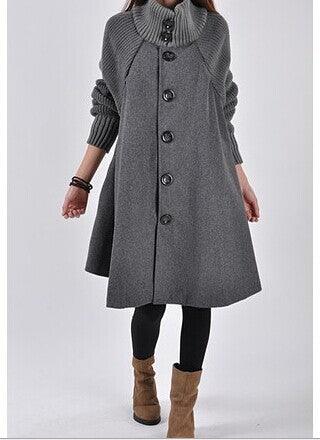 Plus Size Women's Mid-length Loose Woolen Coat - Nioor